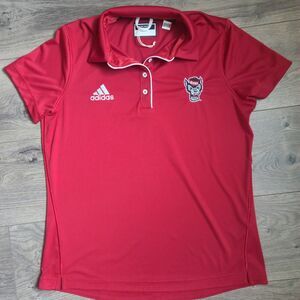 Adidas NC State Wolfpack Women's Red Aeroready Polo Shirt Medium Flaw See Pics